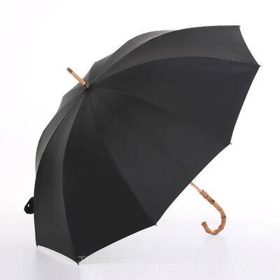 正品1色0骨抗风竹节雨大伞男号简约黑细格手子英伦风复古绅士动长