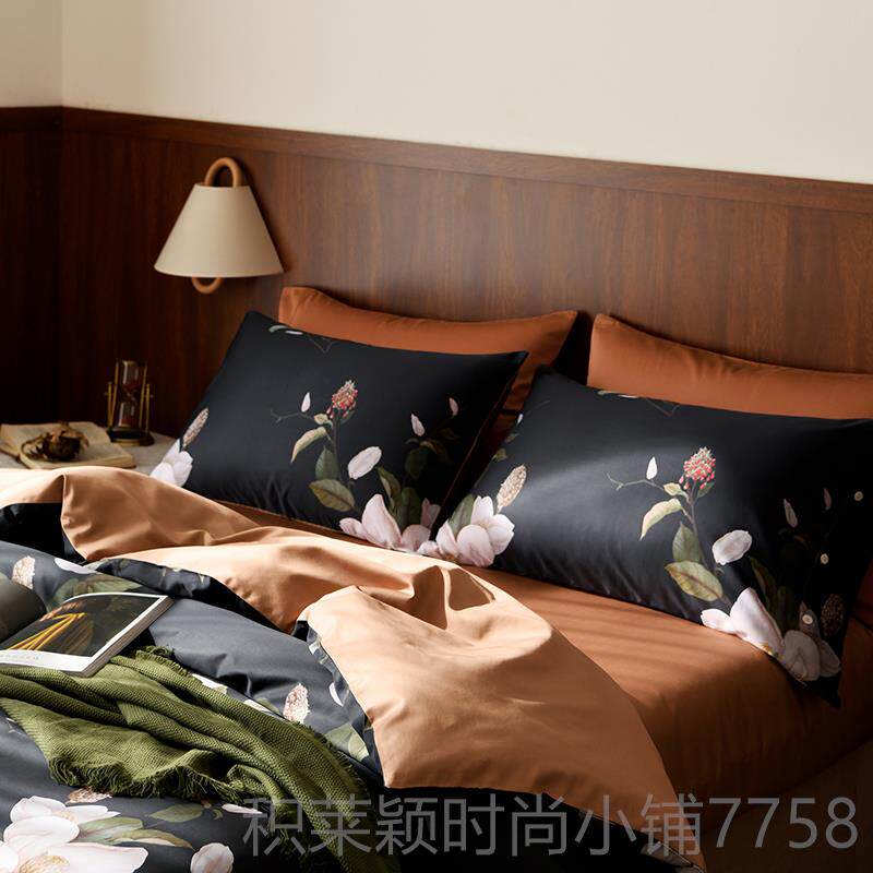 正品用卖布乐白玉兰 60支贡缎长绒棉印花棉纯式美床单款四件套床