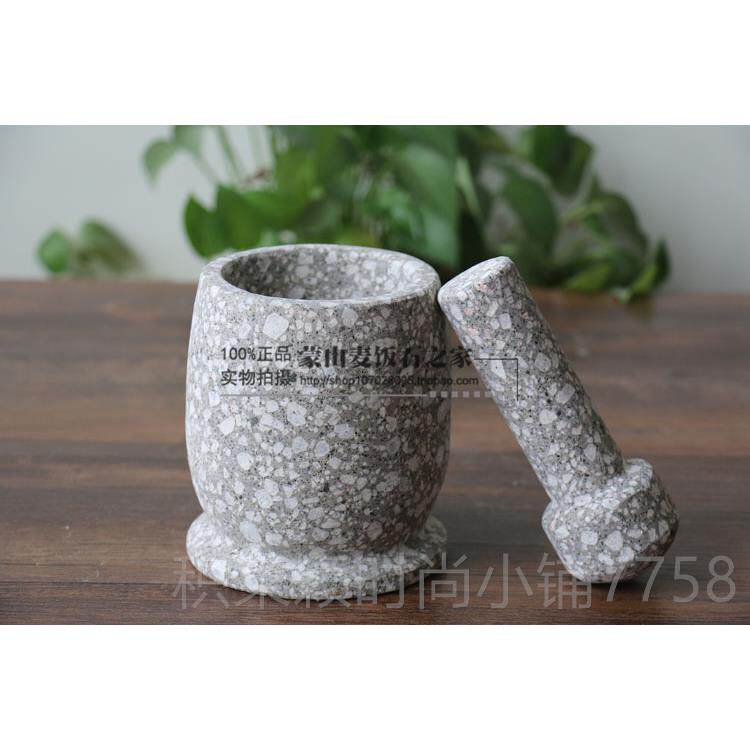 正品蒙山麦饭石石臼头手动捣蒜器锤用泥蒜窝子罐研磨家器钵臼体蒜
