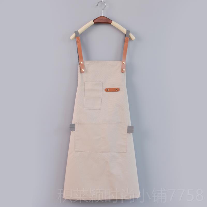 正品布围裙女尚帆纯棉工作服美甲咖啡奶茶店厅家用厨房时定制logo