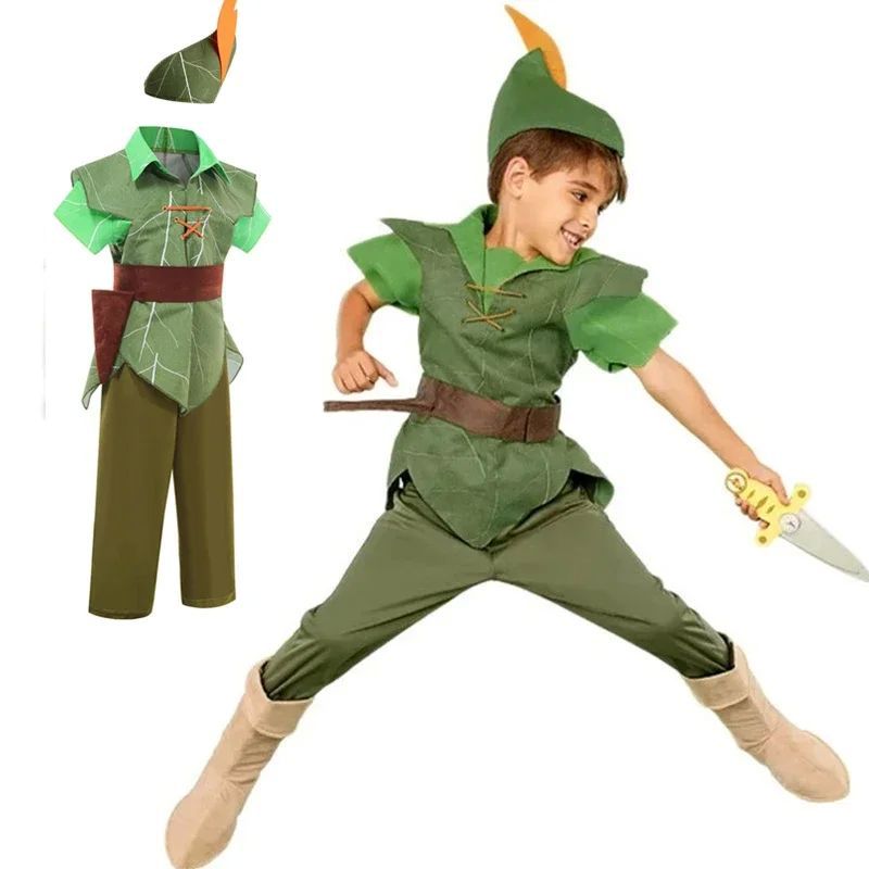 Boys Peter Pan Kids Anime Cosplay Costume Carnival Party 模玩/动漫/周边/娃圈三坑/桌游 COSPLAY配件/道具/人偶服 原图主图