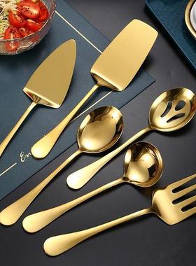 Gold Stainless Steel Western Serving Tableware Fork Spoon Sh