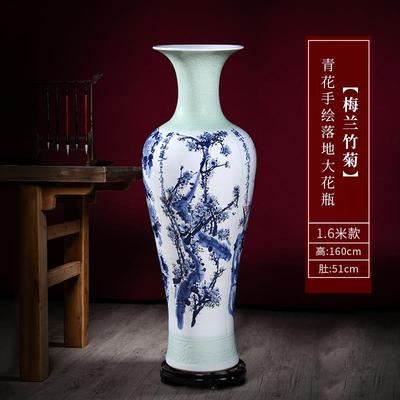 景德镇陶瓷大花瓶落地摆件手绘青花瓷新中式瓷瓶客厅酒店装饰礼品