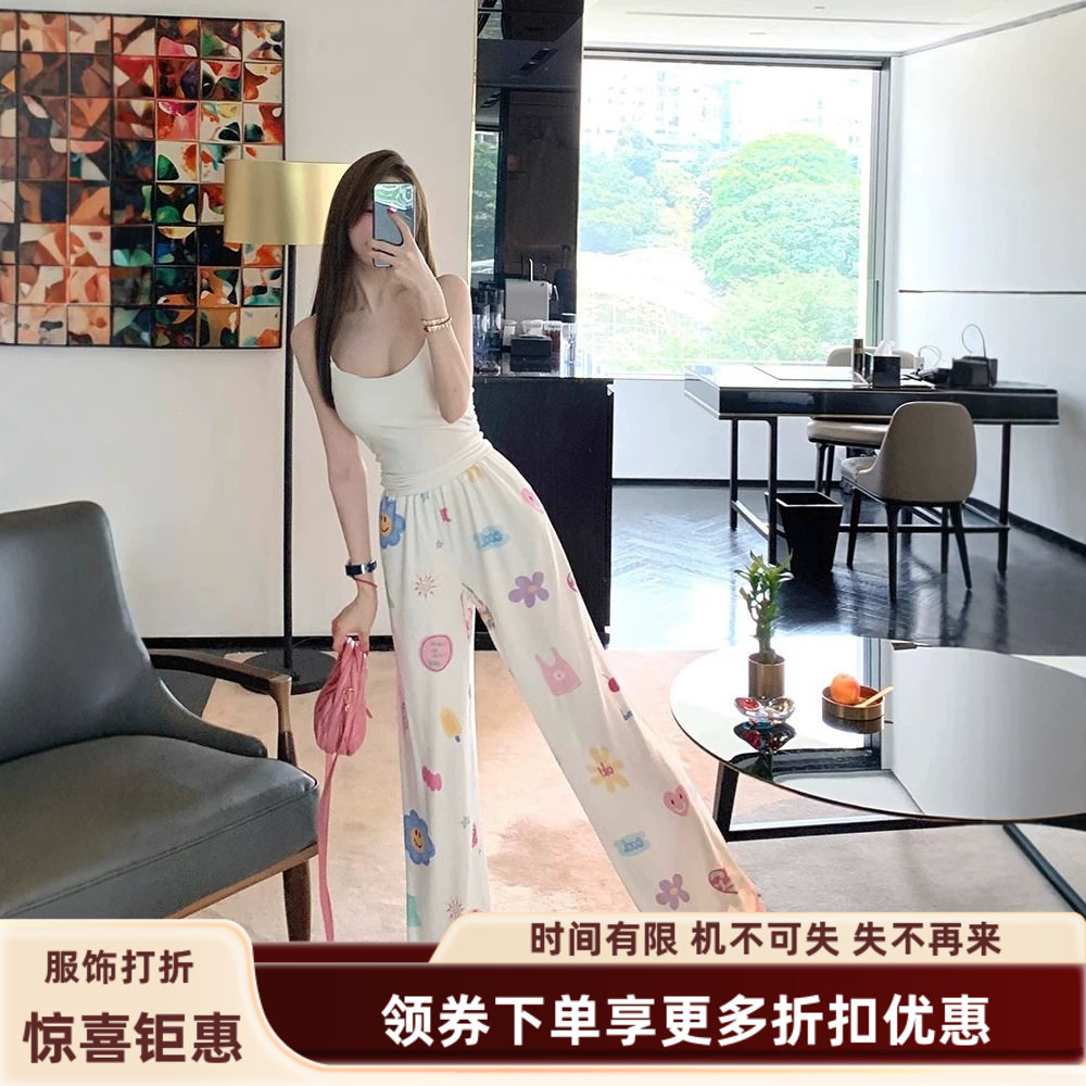 清新裤子女夏季2026新款居家美洋高腰宽松垂感直筒慵懒显瘦休闲裤