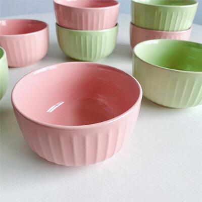 INS风日式陶瓷甜品碗马卡龙色米饭碗粉粉嫩嫩冰淇淋碗小清新家用