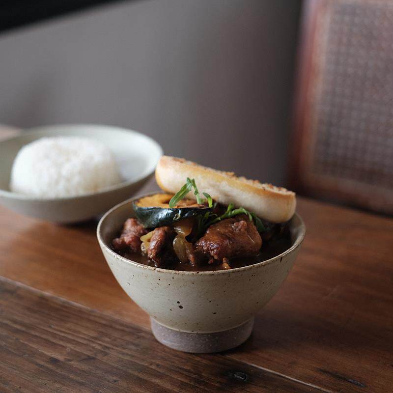 他山集.景德镇复古粗陶米饭碗 水果碗 点心碗 斗笠碗 高温釉下彩