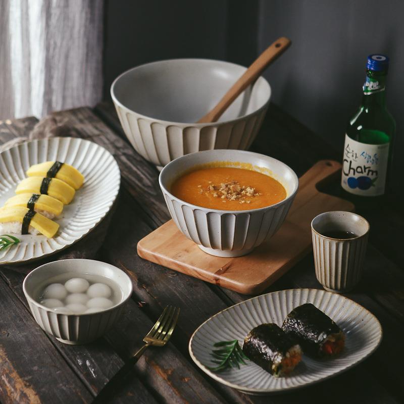 他山集.日式手工粗陶实用陶瓷盘子碗鱼盘 质感好美食博主推荐套装