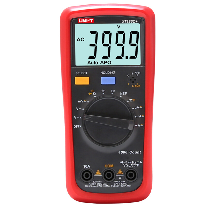 。优利德UT136C+数字万用表多功能防烧高精度测电容家用电工万能