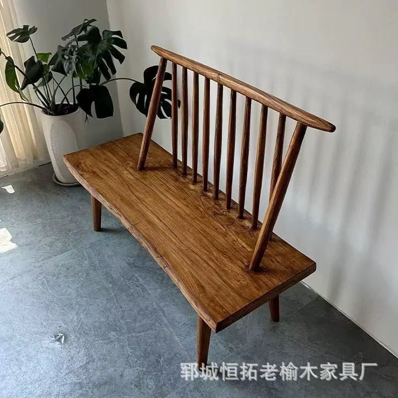 北欧风琴长椅实木换鞋凳带靠背餐桌长凳客厅休闲温莎椅长沙发餐椅