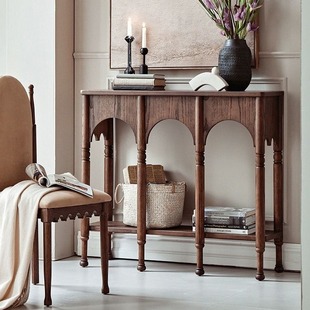 加尔玄关桌实木艺术复古美式走廊置物架参编桌子法式过道展示架子