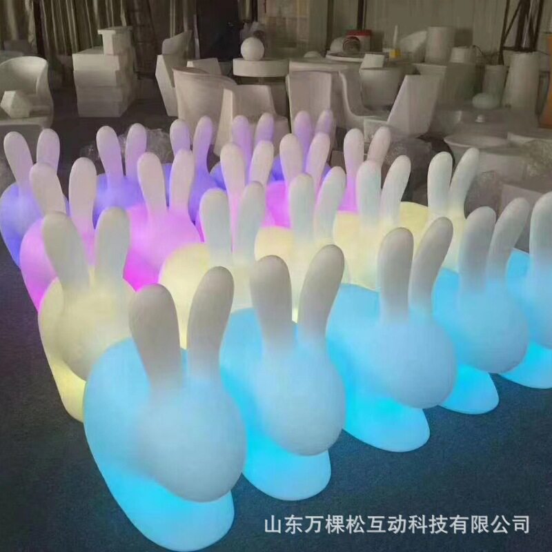 不夜城发光兔 中秋节园林兔 公园景观兔 网红打卡幻彩兔 七彩兔