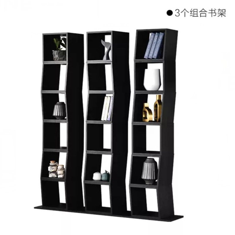 黑橡木书架异形落地书柜烤漆家用置物架简易隔断柜装饰架创意书柜