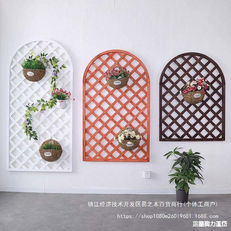 户外防腐木栅栏围栏阳台装饰墙面花架网格庭院花园护栏实木爬藤架