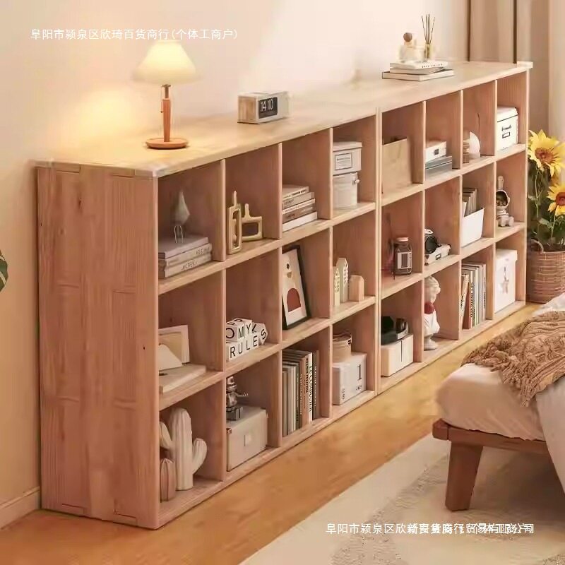 实木靠墙落地书架置物架