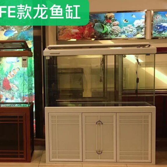 日胜FE超白玻璃木纹龙鱼底滤缸客厅办公室免换水鱼缸水族箱