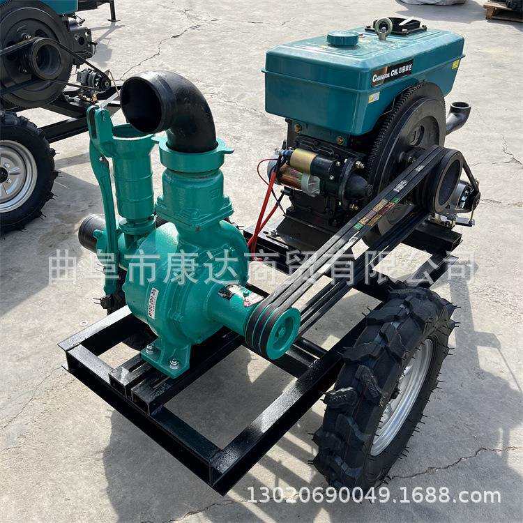 柴油4寸抽水机移动款大面积排水泵爬坡打水泵400米水管水泵
