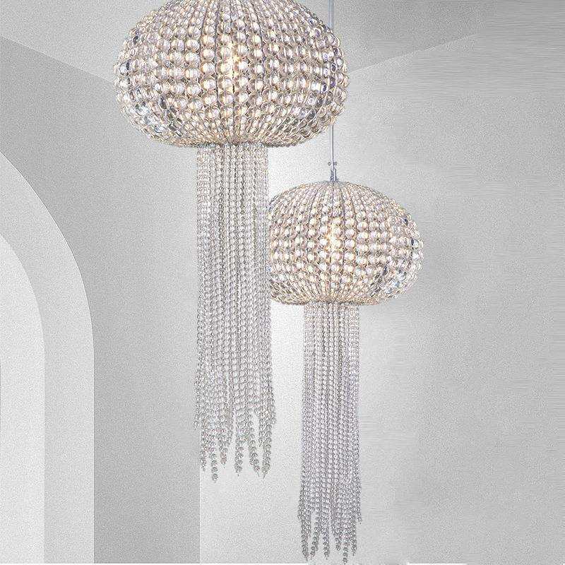 中山工厂直销工厂直销中古水母水晶灯冷暖光可调节餐厅客厅吊灯组