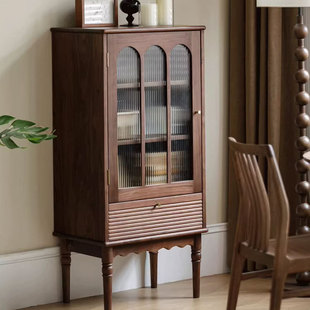 北美黑胡桃木边柜现代简约日式客厅展示柜现代简约日式沙发旁立柜