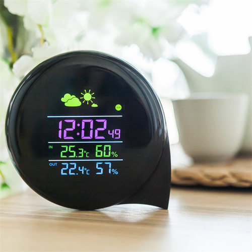 多功能小Q逗号天气预报时钟智能家居创意闹钟温湿度显示天气时钟