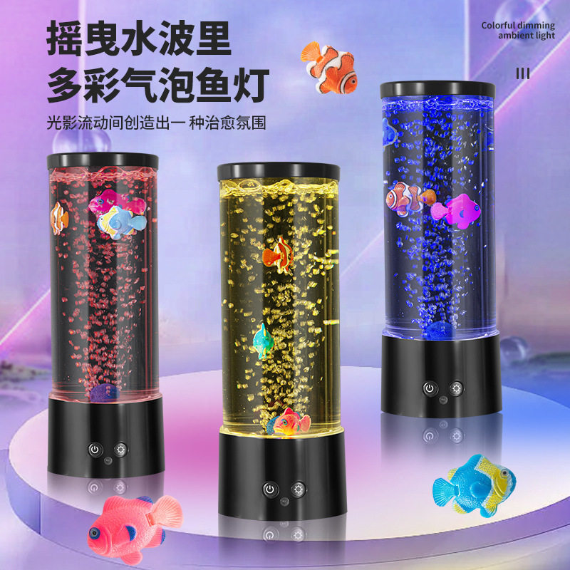 工厂现货气泡鱼灯LED高亮USB小夜灯创意儿童房卧室摆件水母灯圣诞