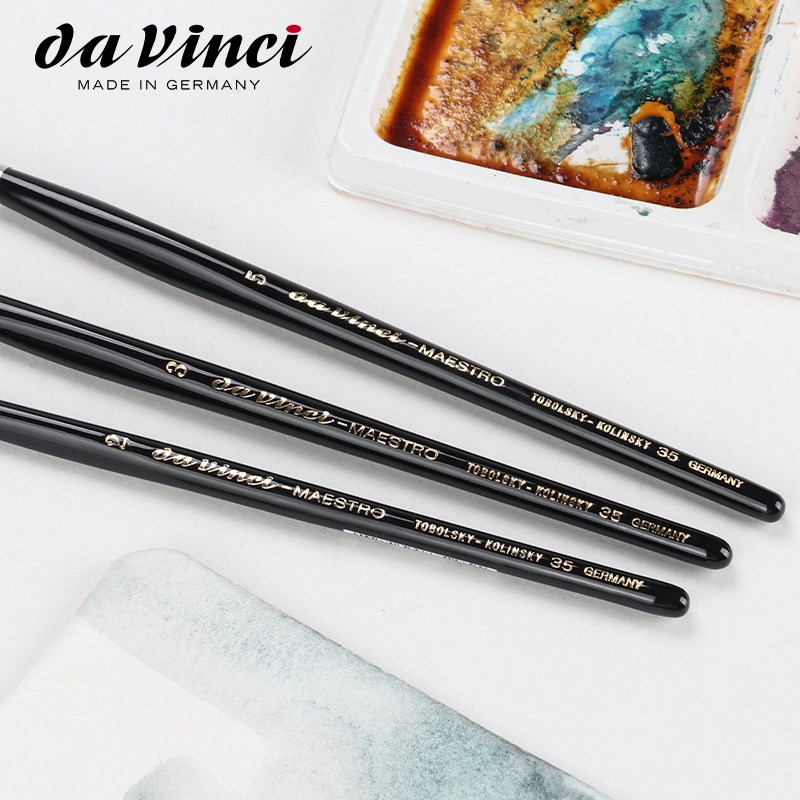 德国Da Vinci达芬奇大师级V35D 纯貂毛长峰圆头美术专业水彩画画
