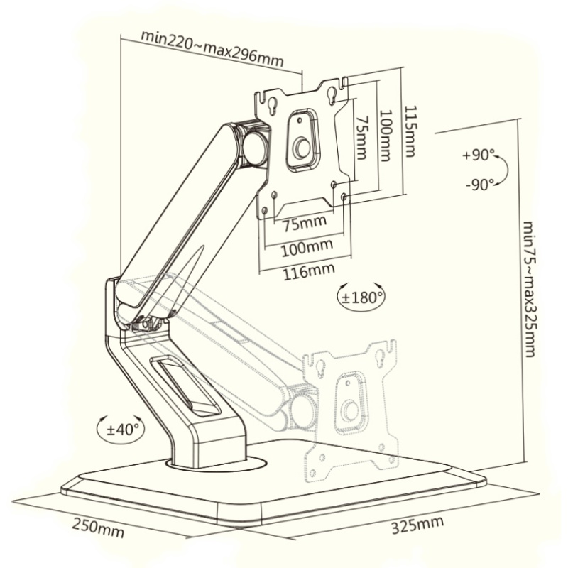 置桌式显示器支架机械臂电脑增高架触摸屏数位屏电脑底座伸缩支架