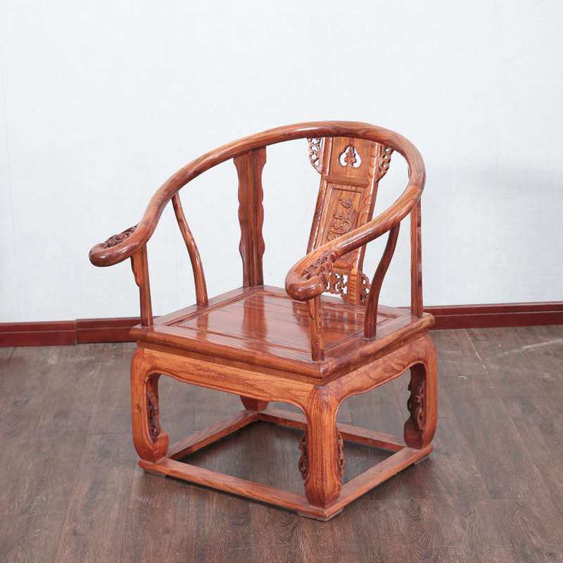 皇宫椅三件套实木中式小茶几w单人椅榆木古太师椅圈椅官帽椅休闲