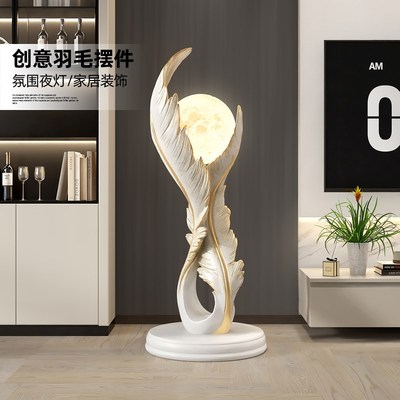 艺术羽毛客厅电视柜旁边落地灯摆件轻奢高级感沙V发玄关乔迁礼物