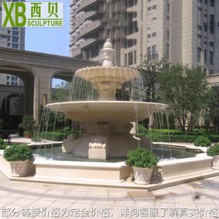 室外广场组合石雕喷泉 支持 狮子组合造型花岗岩层层简约喷泉