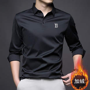 折扣清伦巴宝利娇高端奢侈长袖t恤男翻领POLO衫休闲户外运动T恤衫