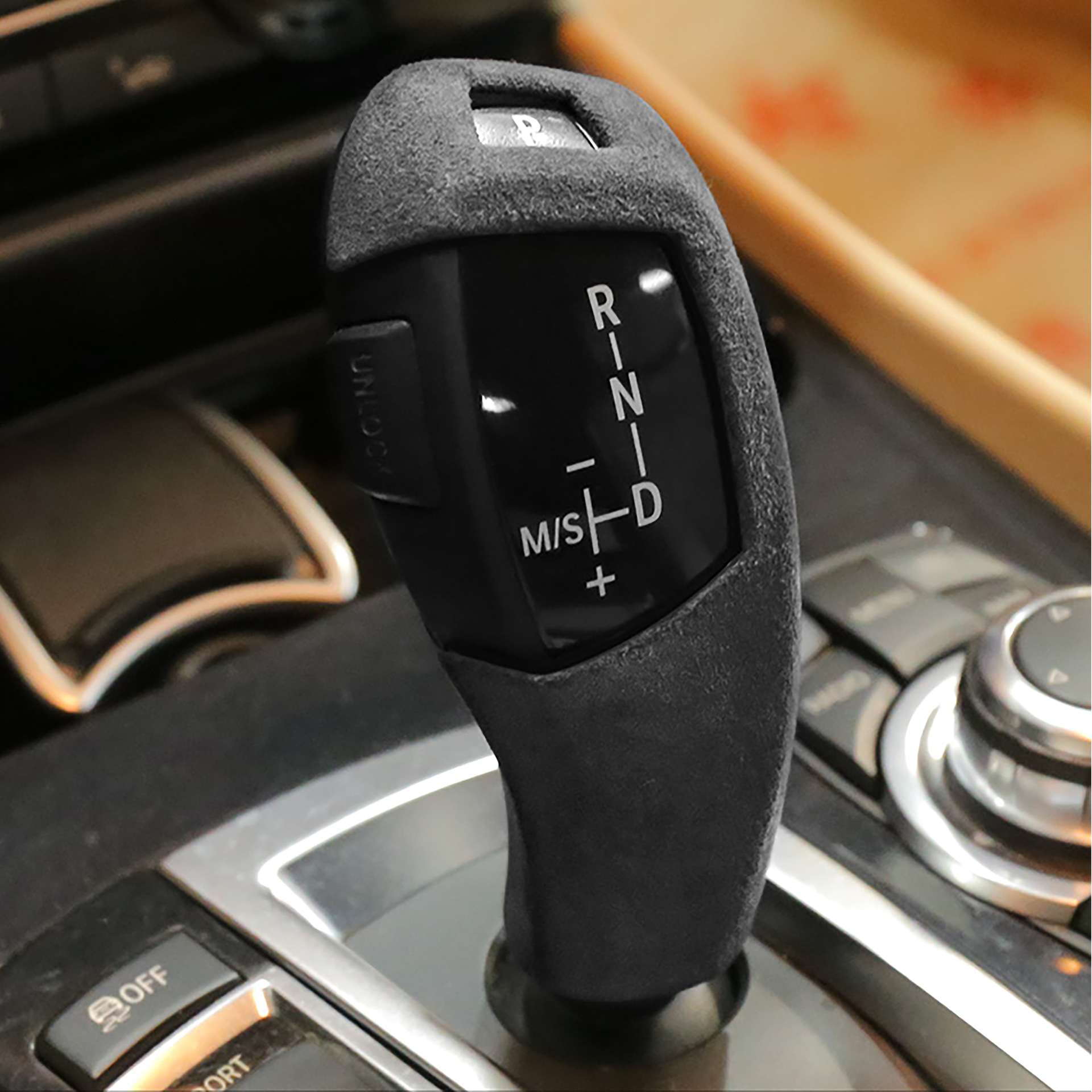 适用宝马E60/E70排挡盖档把头ALCANTARA翻毛皮08-10款车内饰改装
