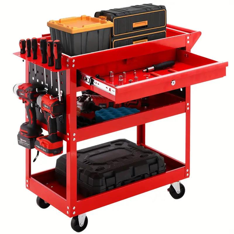 3层重型滚动工具车-工业级实用组织器带轮子存储抽屉