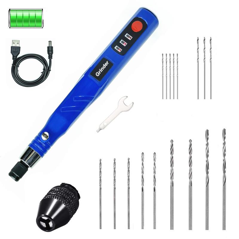 新品USB充电手钻3档迷你调速电磨雕刻笔20件珠宝塑料木头钻孔309