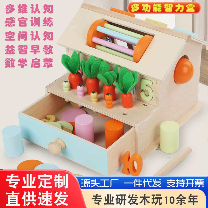 木制多功能形状数字智力屋儿童智力手眼协调认知早教益智积木玩具