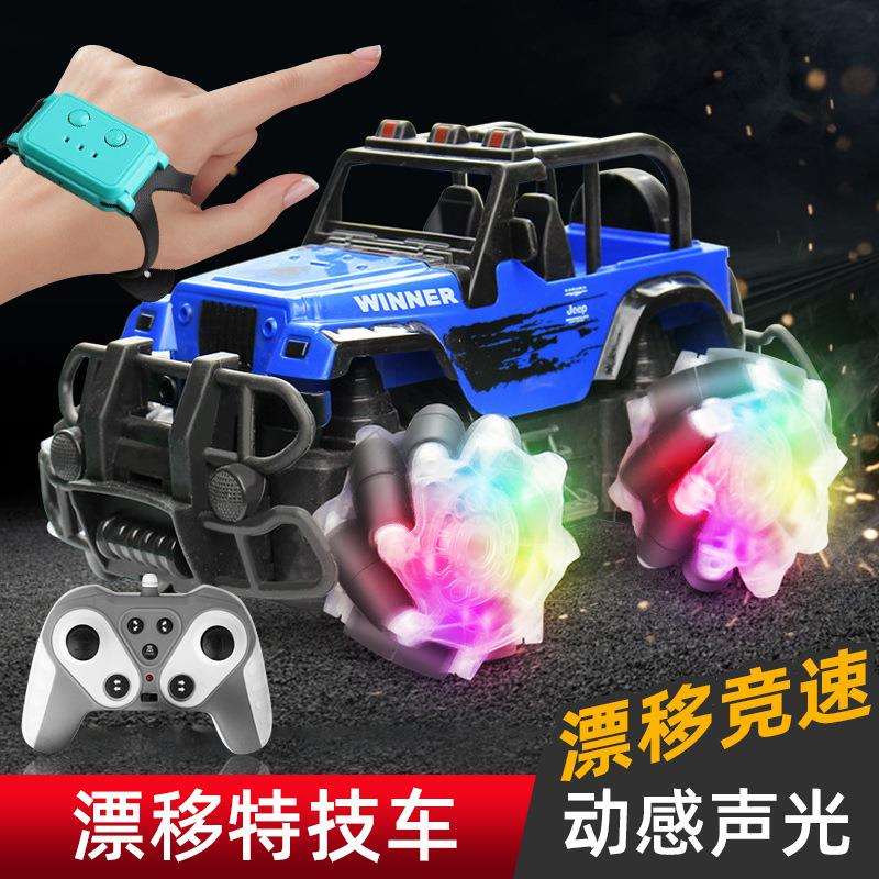 2.4G越野车儿童电动带灯光手势感应翻滚漂移遥控车玩具6-12岁