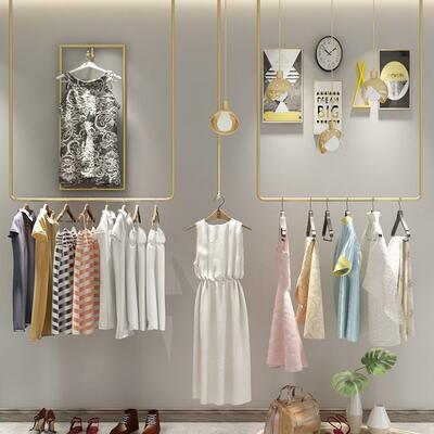 铁艺服装店展示架服装架落地式女装店货架上墙架吊顶挂衣服架