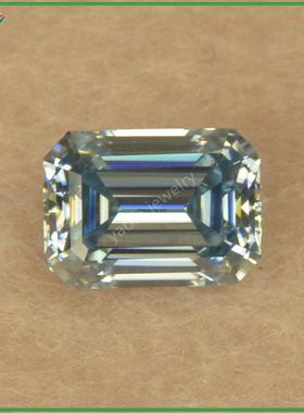 原色浅灰宝蓝色车平切祖母绿形碳化硅莫桑钻裸石倒角长方形莫桑石