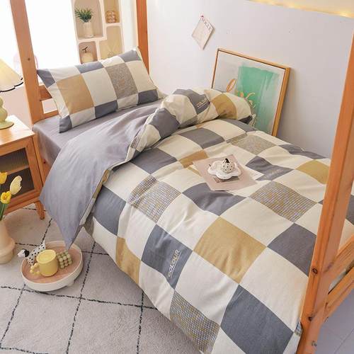 学生宿舍全棉三件套学校床单被套床褥纯棉四六件套套件床品