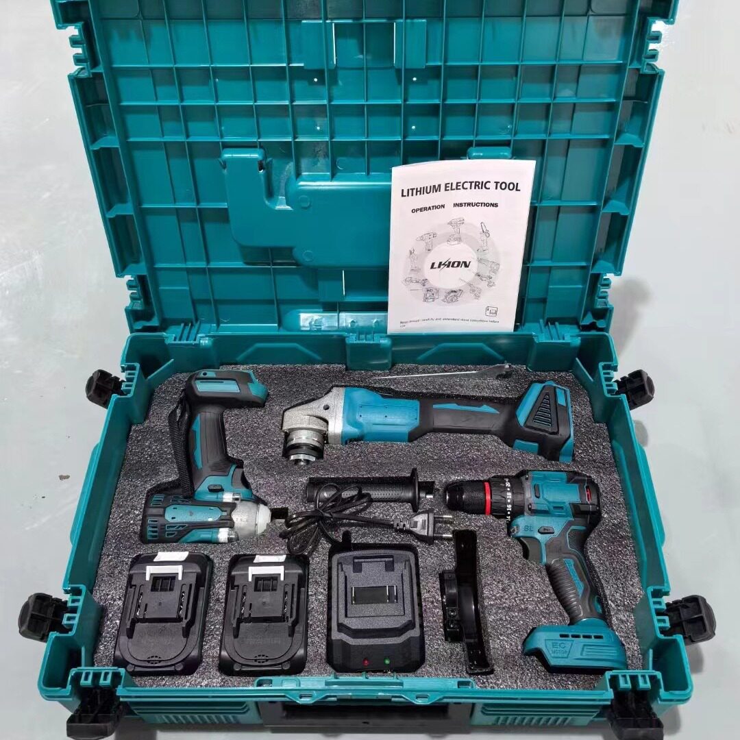外贸电动工具套装四件套无刷锂电工具套装电动工具一整套跨境批发
