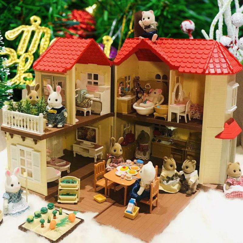 森家族森林家族灯光别墅大屋女孩过家家仿真别墅儿童套装玩具笙陇