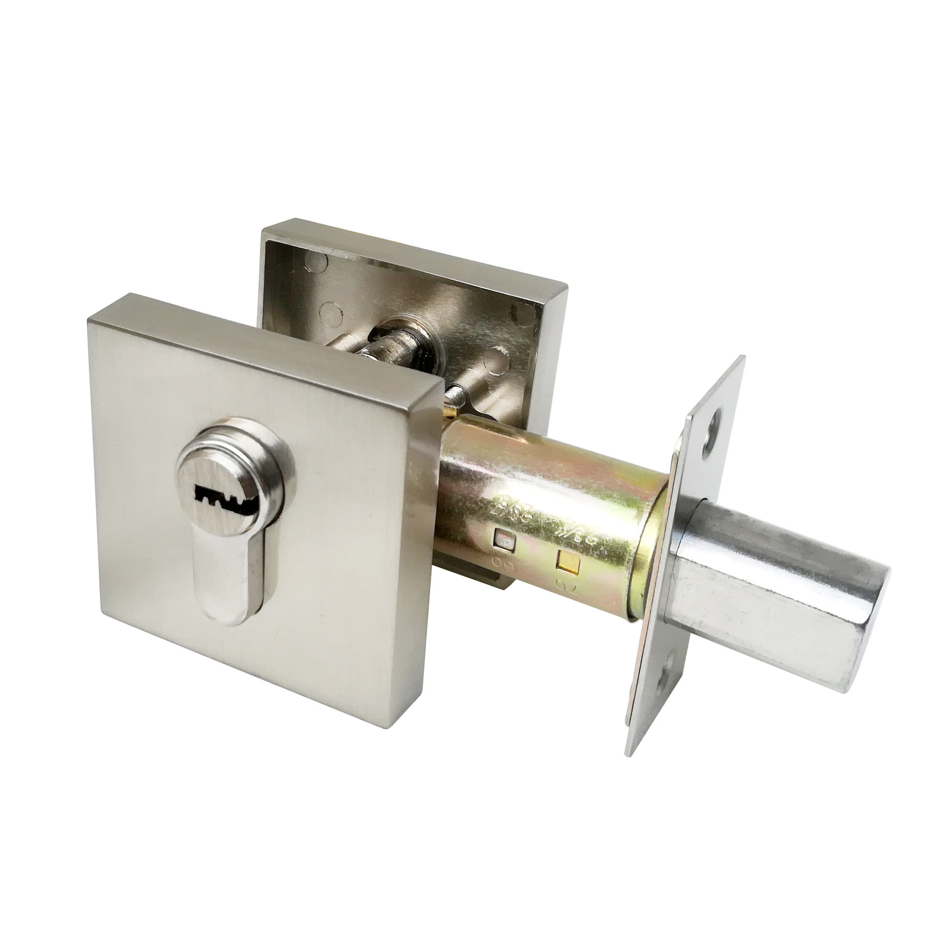 呆锁方形辅助锁单舌暗门锌合金拉丝钢平头隐形锁 deadbolt lock