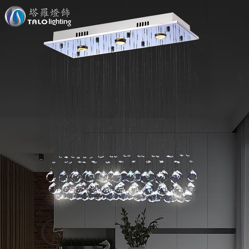跨境长方形LED吊灯简约现代水晶吸顶灯卧室客厅灯个性创意餐厅灯