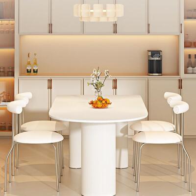 2025新款奶油风岩板餐桌小户型家用饭桌轻奢现代简约餐桌椅组合