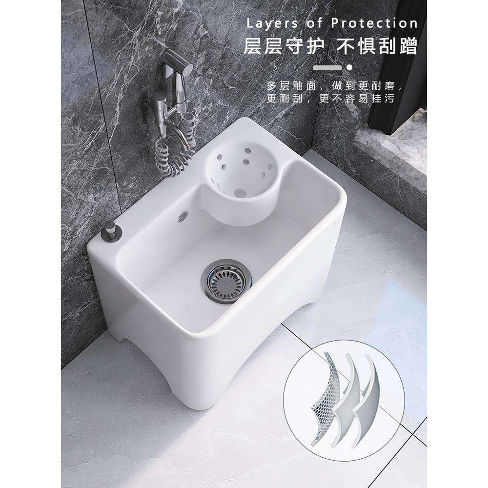 陶瓷拧拖把池阳台拖布盆卫生间墩布池自带沥水篮拖把拖布池地拖桶
