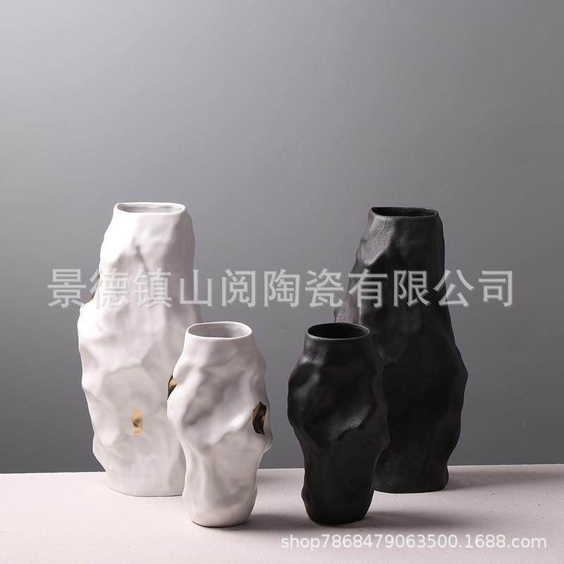 美式餐桌装饰品欧式花瓶摆件手工陶瓷客厅插花样板间电视柜摆设