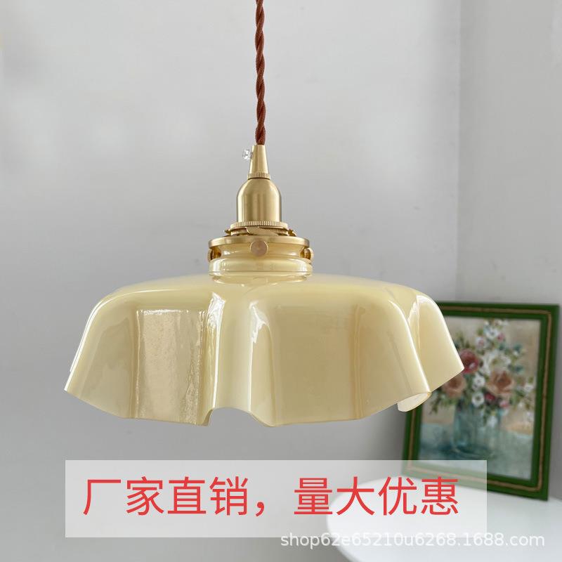 法式复古餐桌吊灯吧台飘窗玄关入户中古风奶玻璃简约创意床头灯具