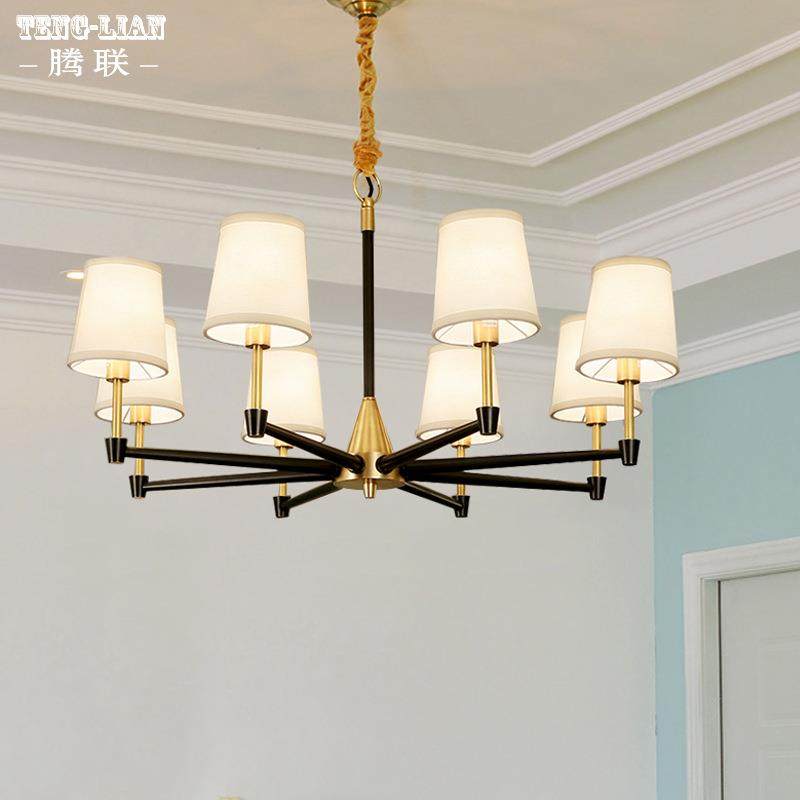 全铜吊灯复古客厅灯黑色铜灯美式简约卧室餐厅吊灯北欧大气灯具