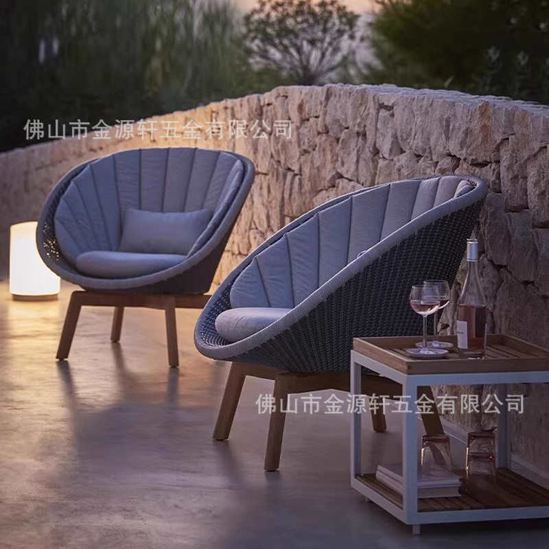 北欧户外庭院藤编沙发茶几组合
