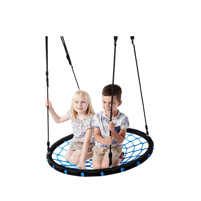 摇摆盘儿童户外网状吊床蓝色绳网鸟巢秋千鸟窝编绳秋千