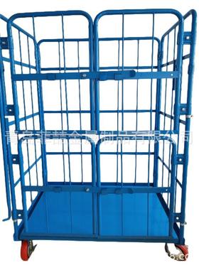 仓储笼车折叠物流台车出口洗衣笼车网格推拉车储物笼车加厚物料车